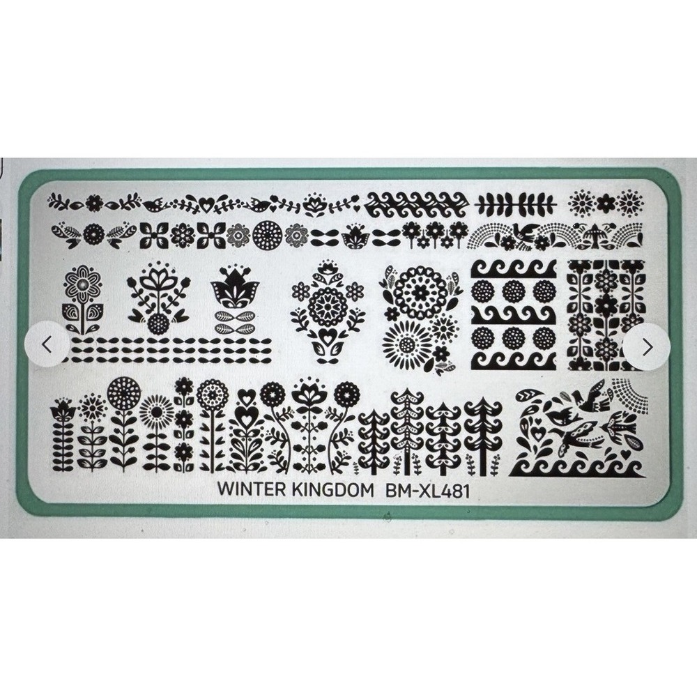 Maniology Bundle Monster BM-XL481 Winter Kingdom Nail Stamp Plate Flowers HTF